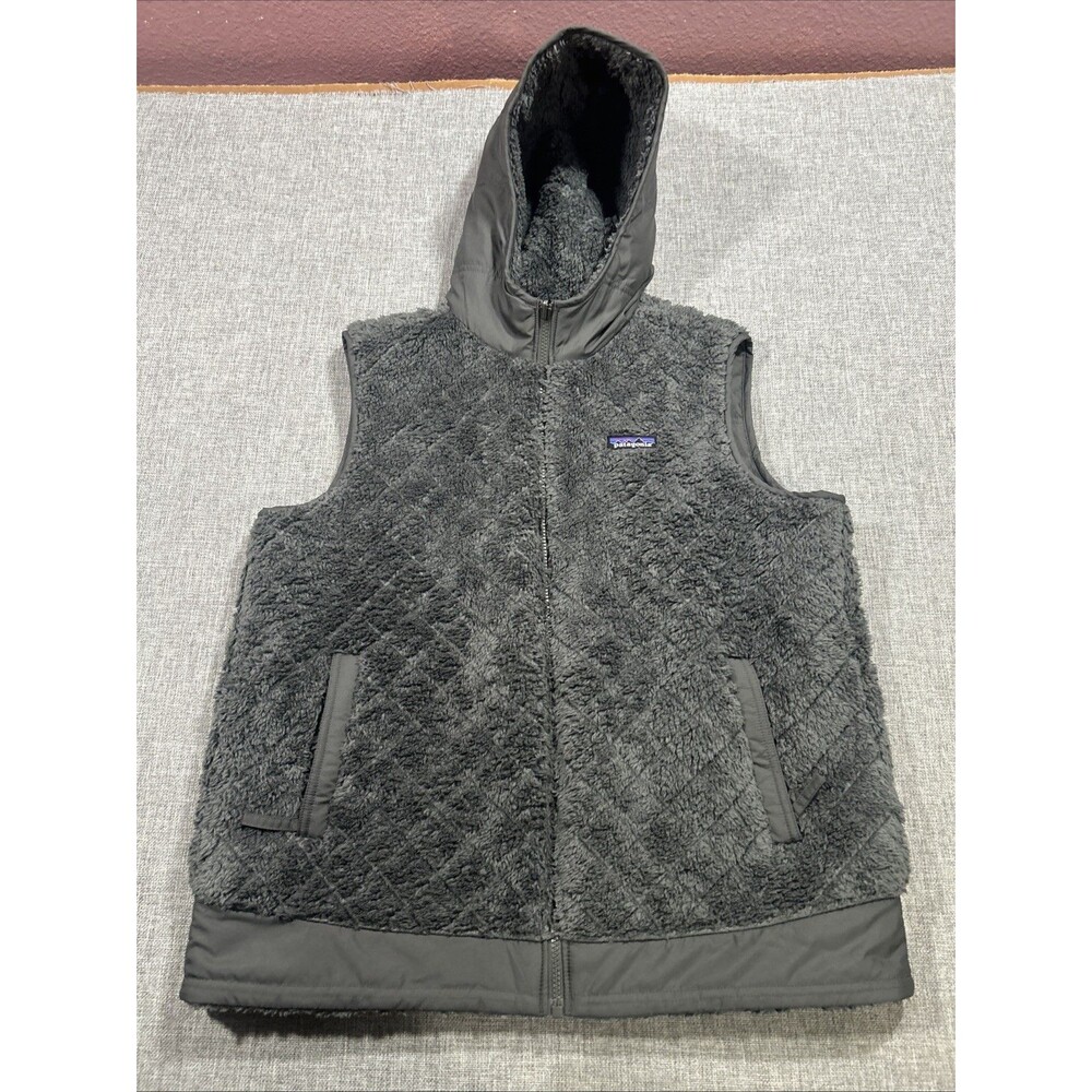Patagonia Womens Size L Los Gatos Hooded Vest Reversible Deep Pile Fleece 25221